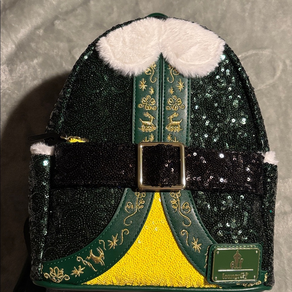 Loungefly Festive Green and Yellow ELF Backpack